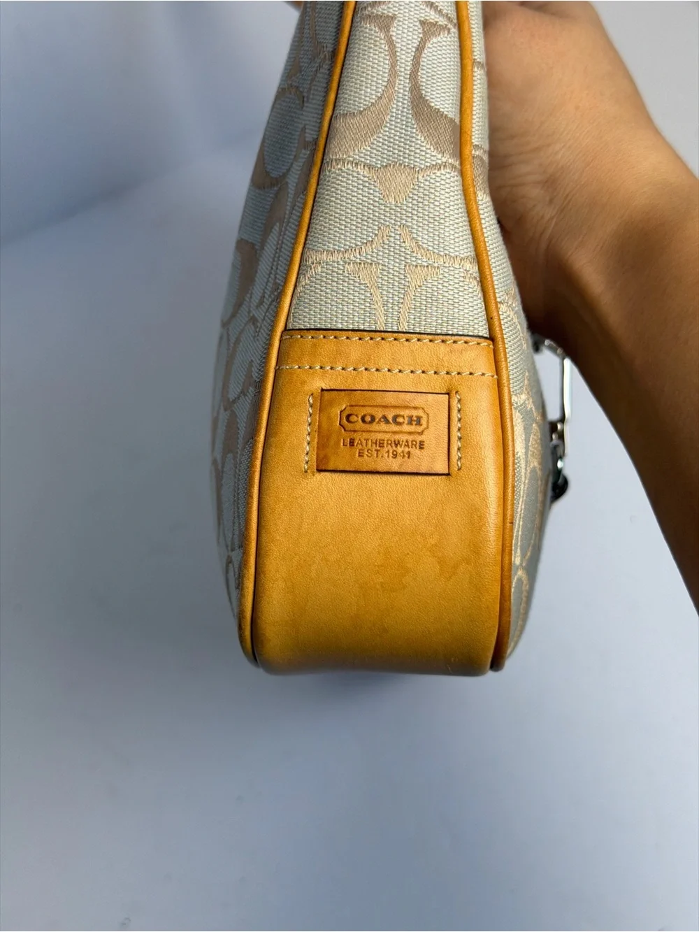 Coach Y2K Hampton Clip Signature Blue/Tan Hobo Shoulder Bag